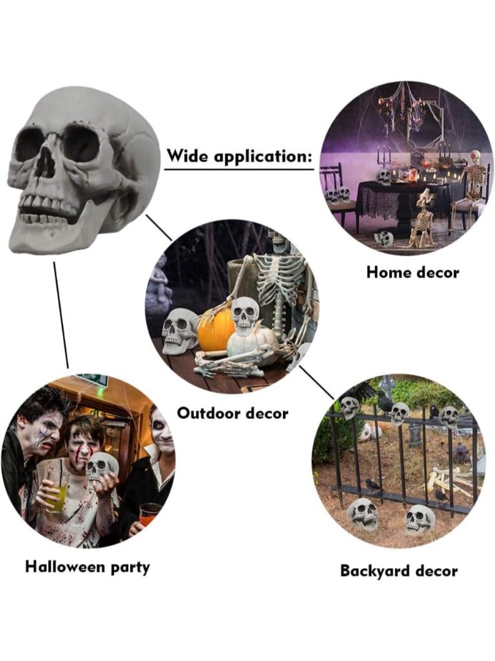 🎃Halloween Decor Graveyard Life Size Skeleton Skull Lightweight Outdoor White - Picture 5 of 6